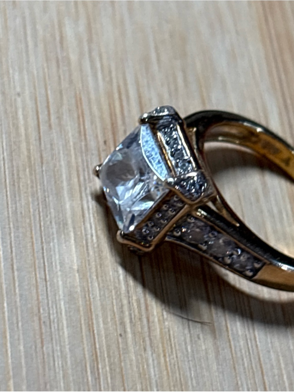 Gold Plated 925 Sterling Silver Square CZ Simulated DIAMOND RING  8